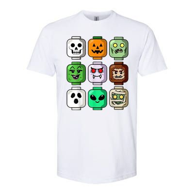 Halloween Building Brick Head Pumpkin Ghost Zombie Softstyle® CVC T-Shirt