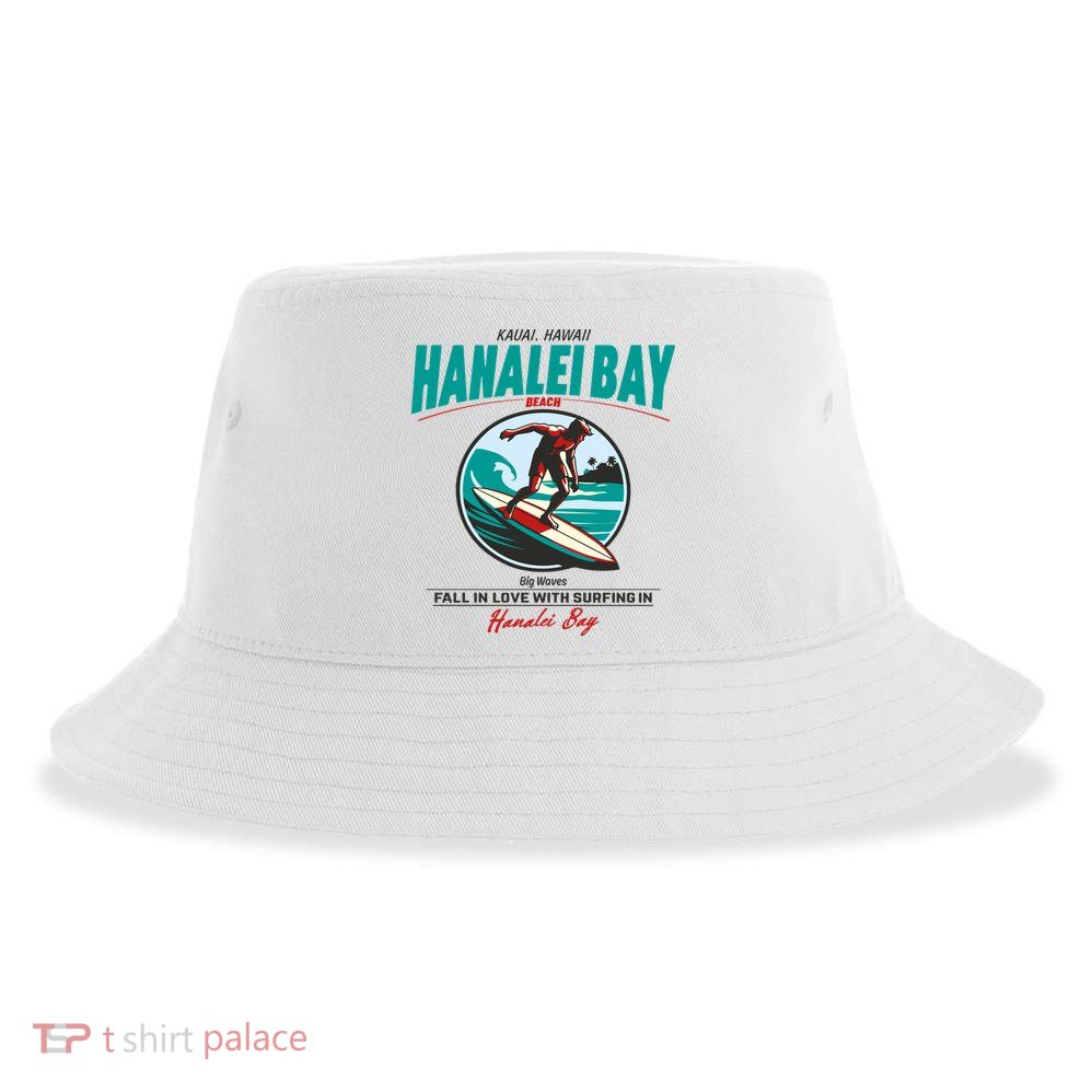 Hanalei Beach Bay Surfer Vintage Sustainable Bucket Hat