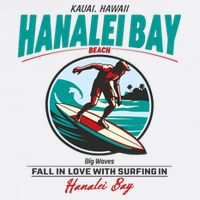 Hanalei Beach Bay Surfer Vintage Button