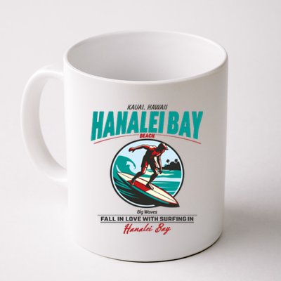 Hanalei Beach Bay Surfer Vintage Coffee Mug