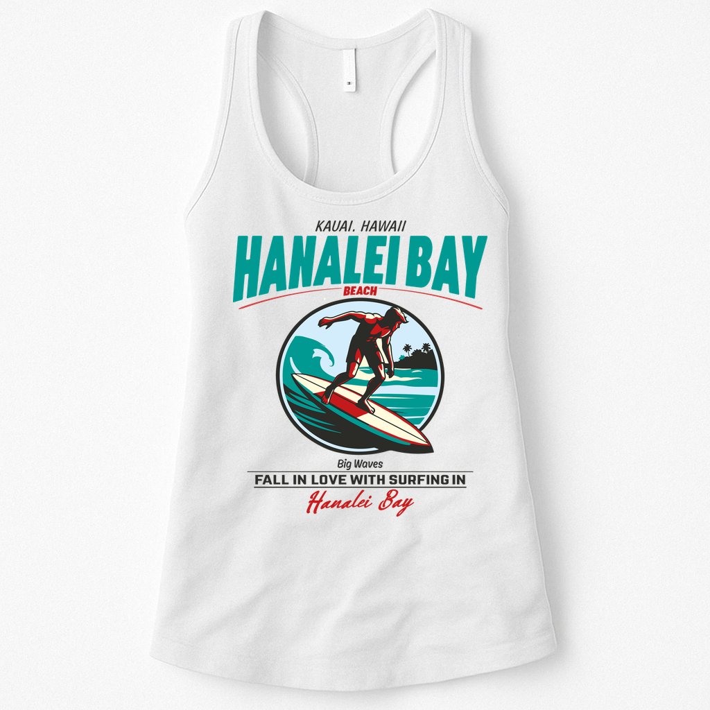 Hanalei Beach Bay Surfer Vintage Womens Tank Top