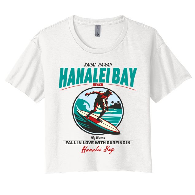 Hanalei Beach Bay Surfer Vintage Crop Top