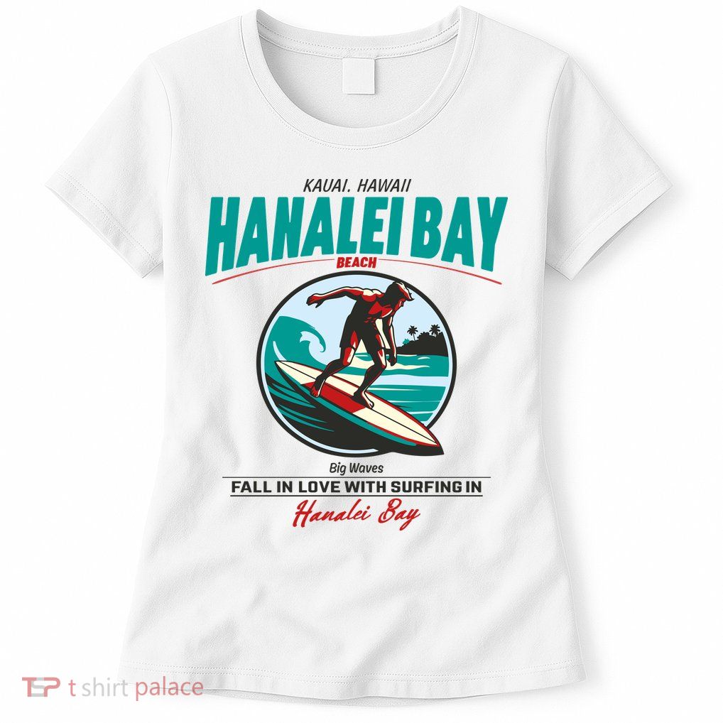 Hanalei Beach Bay Surfer Vintage Womens T-Shirt
