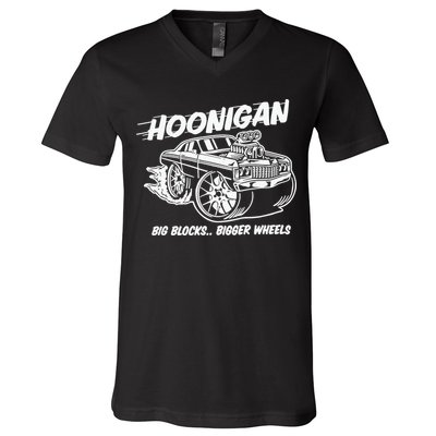 Hoonigan Big Blocks Bigger Wheels V-Neck T-Shirt
