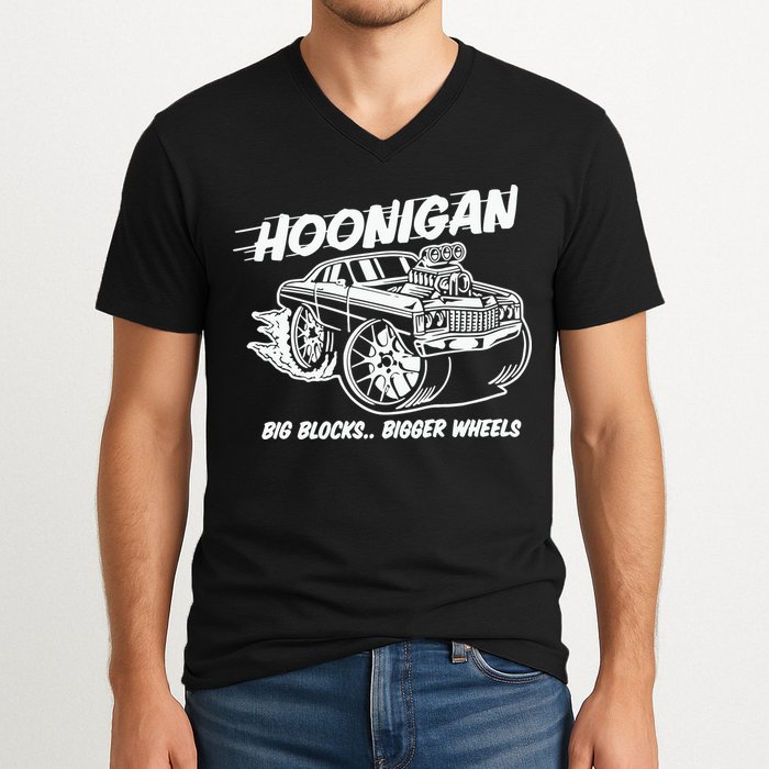 Hoonigan Big Blocks Bigger Wheels V-Neck T-Shirt