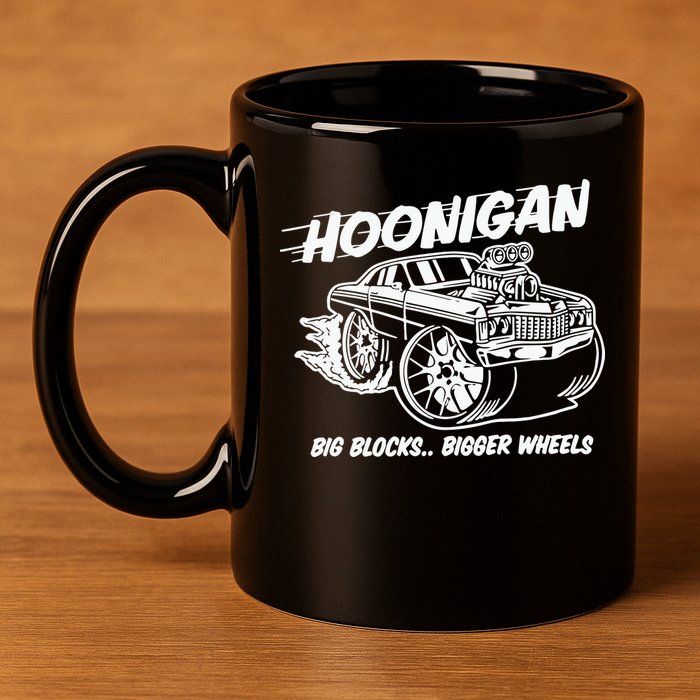 Hoonigan Big Blocks Bigger Wheels 11oz C Handle Ceramic Mug