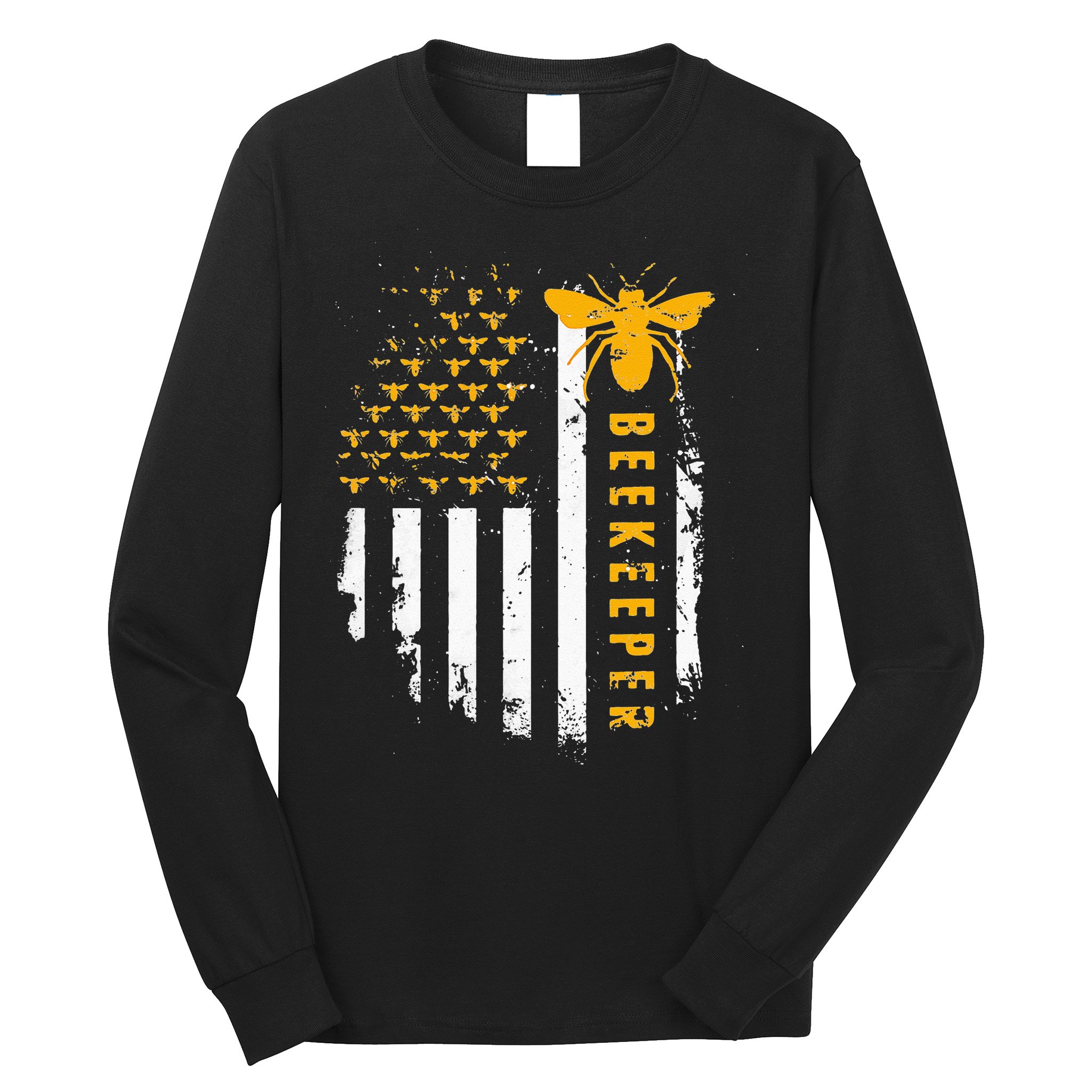 Honey Bee Beekeeping Flag US Beekeeper Long Sleeve Shirt