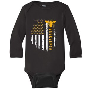 Honey Bee Beekeeping Flag US Beekeeper Baby Long Sleeve Bodysuit