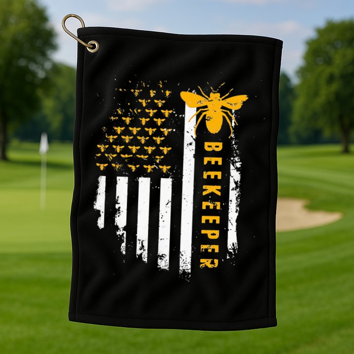 Honey Bee Beekeeping Flag US Beekeeper Golf Towel