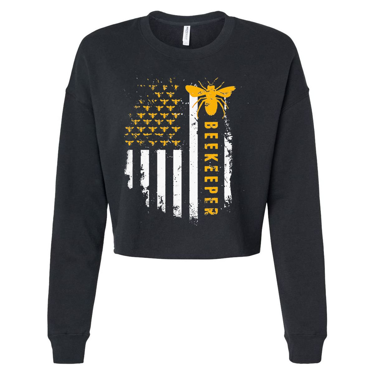 Honey Bee Beekeeping Flag US Beekeeper Cropped Pullover Crew