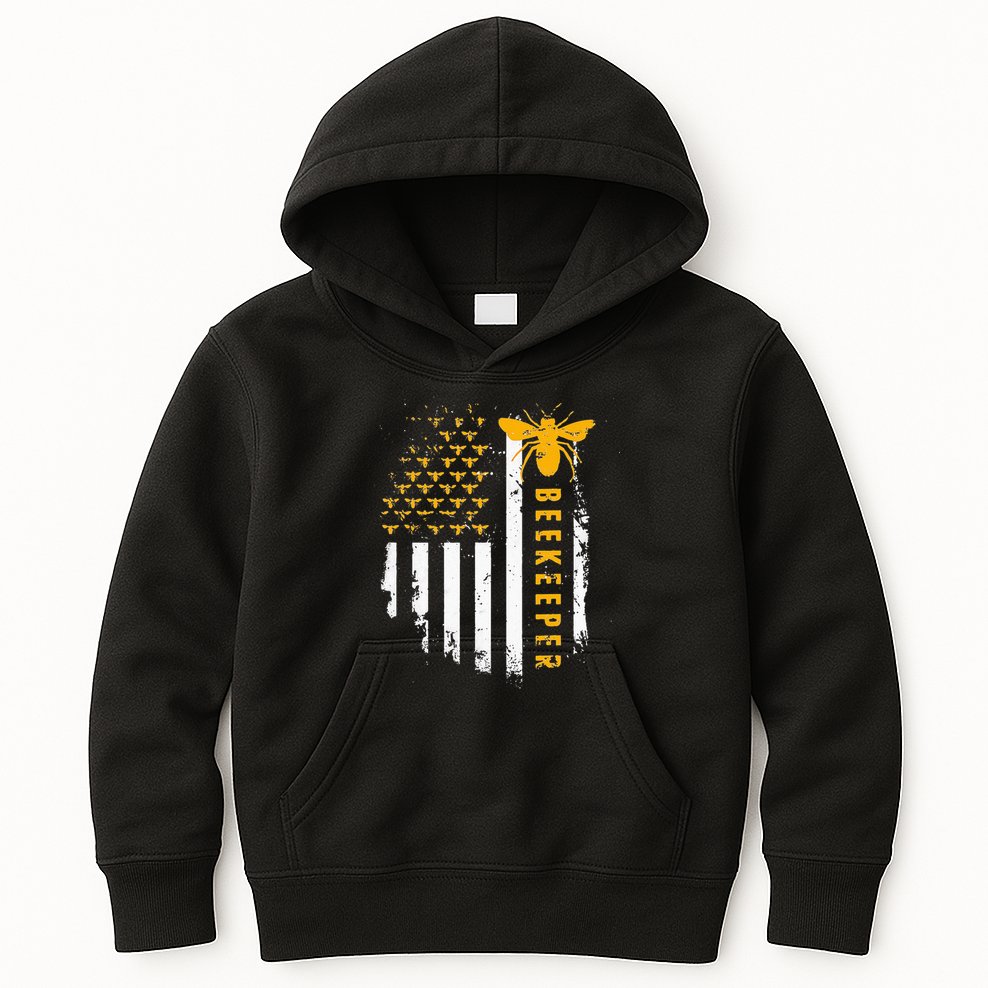 Honey Bee Beekeeping Flag US Beekeeper Kids Hoodie