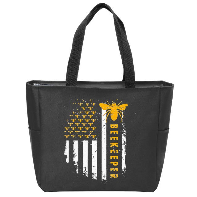 Honey Bee Beekeeping Flag US Beekeeper Zip Tote Bag