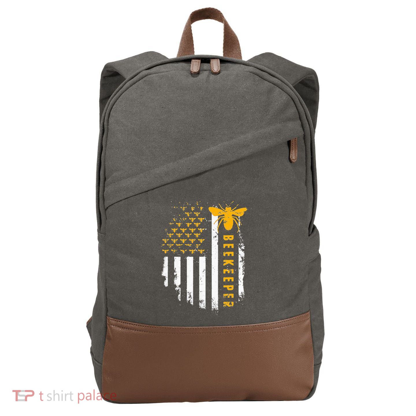 Honey Bee Beekeeping Flag US Beekeeper Cotton Canvas Backpack