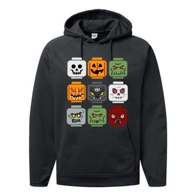 Halloween Building Brick Head Pumpkin Ghost Zombie Friends Performance Fleece Hoodie