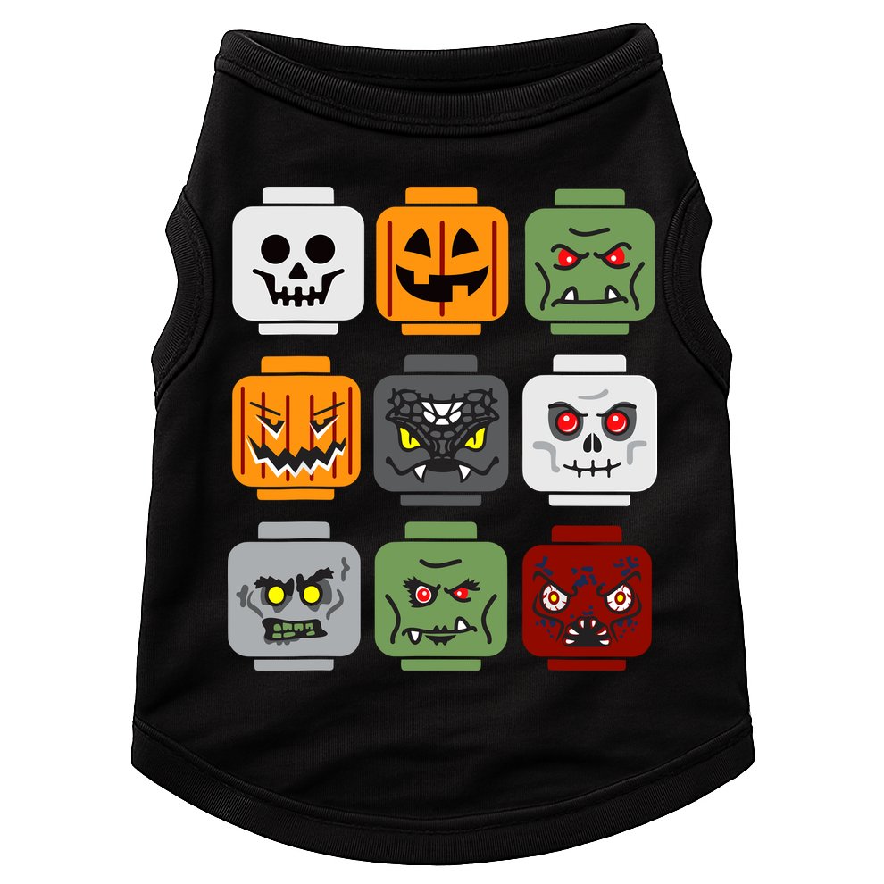 Halloween Building Brick Head Pumpkin Ghost Zombie Friends Doggie Tank