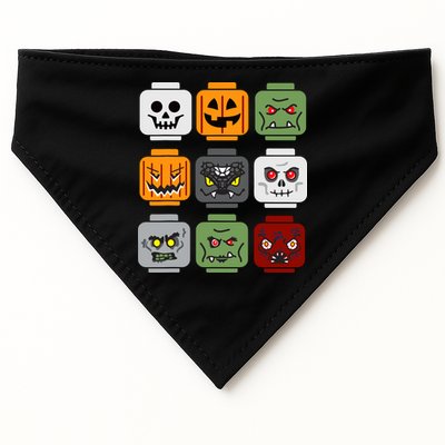 Halloween Building Brick Head Pumpkin Ghost Zombie Friends USA-Made Doggie Bandana