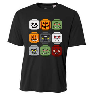 Halloween Building Brick Head Pumpkin Ghost Zombie Friends Cooling Performance Crew T-Shirt