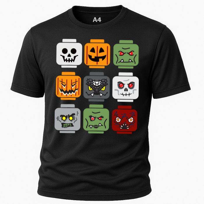 Halloween Building Brick Head Pumpkin Ghost Zombie Friends Cooling Performance Crew T-Shirt