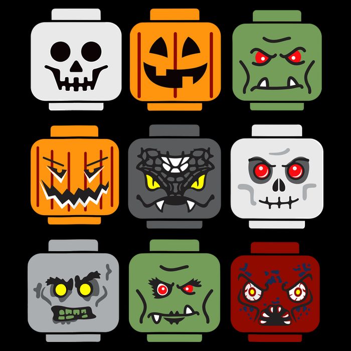 Halloween Building Brick Head Pumpkin Ghost Zombie Friends Cooling Performance Crew T-Shirt