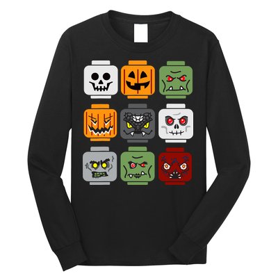 Halloween Building Brick Head Pumpkin Ghost Zombie Friends Long Sleeve Shirt