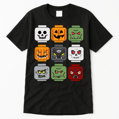 Halloween Building Brick Head Pumpkin Ghost Zombie Friends Tall T-Shirt