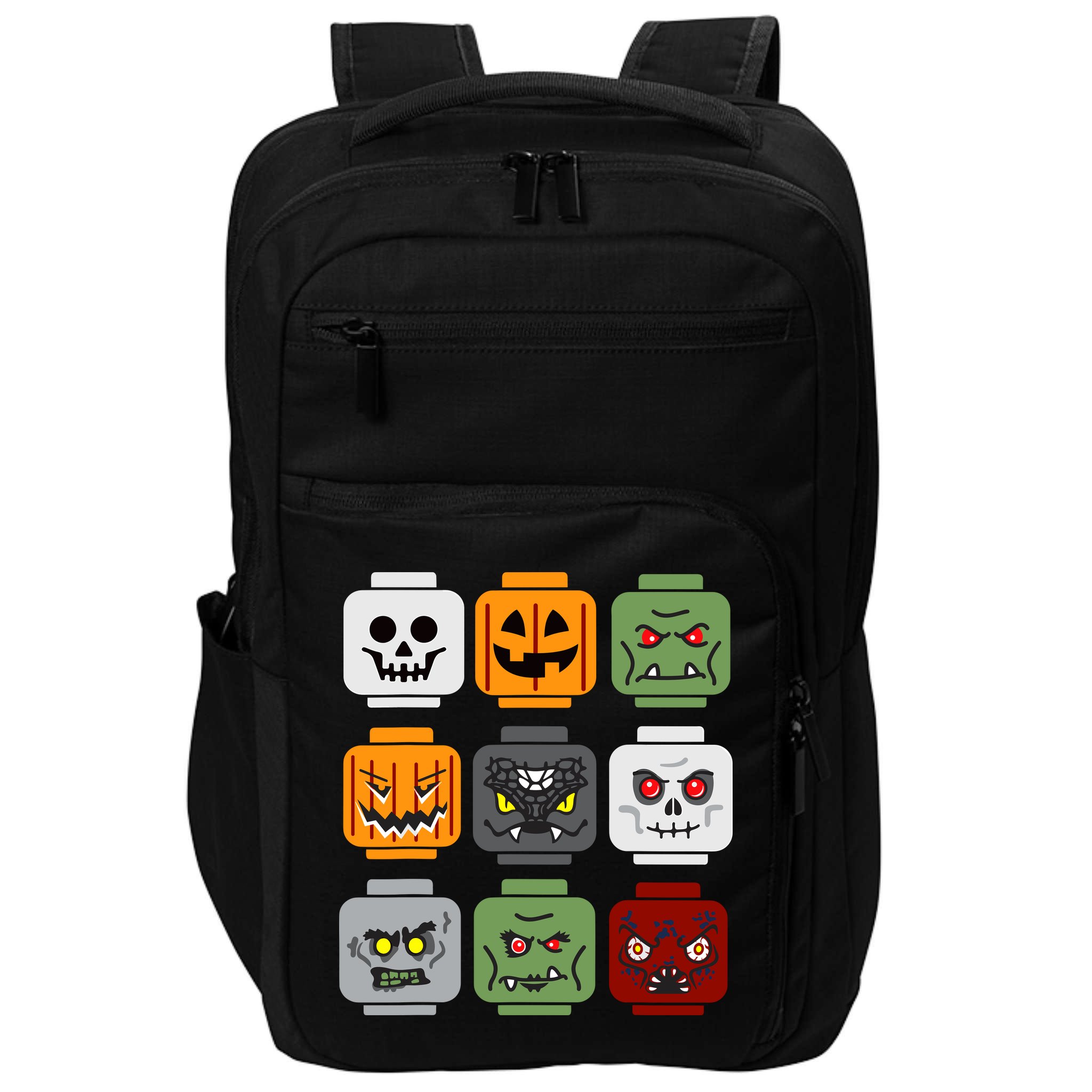 Halloween Building Brick Head Pumpkin Ghost Zombie Friends Impact Tech Backpack