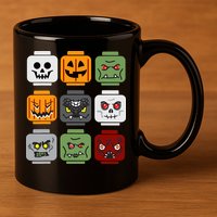 Halloween Building Brick Head Pumpkin Ghost Zombie Friends 11oz C Handle Ceramic Mug