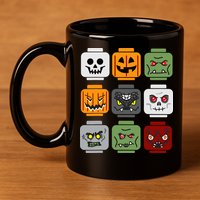 Halloween Building Brick Head Pumpkin Ghost Zombie Friends 11oz C Handle Ceramic Mug
