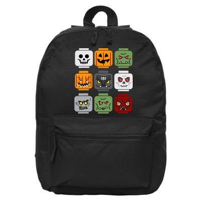 Halloween Building Brick Head Pumpkin Ghost Zombie Friends 16 in Basic Backpack
