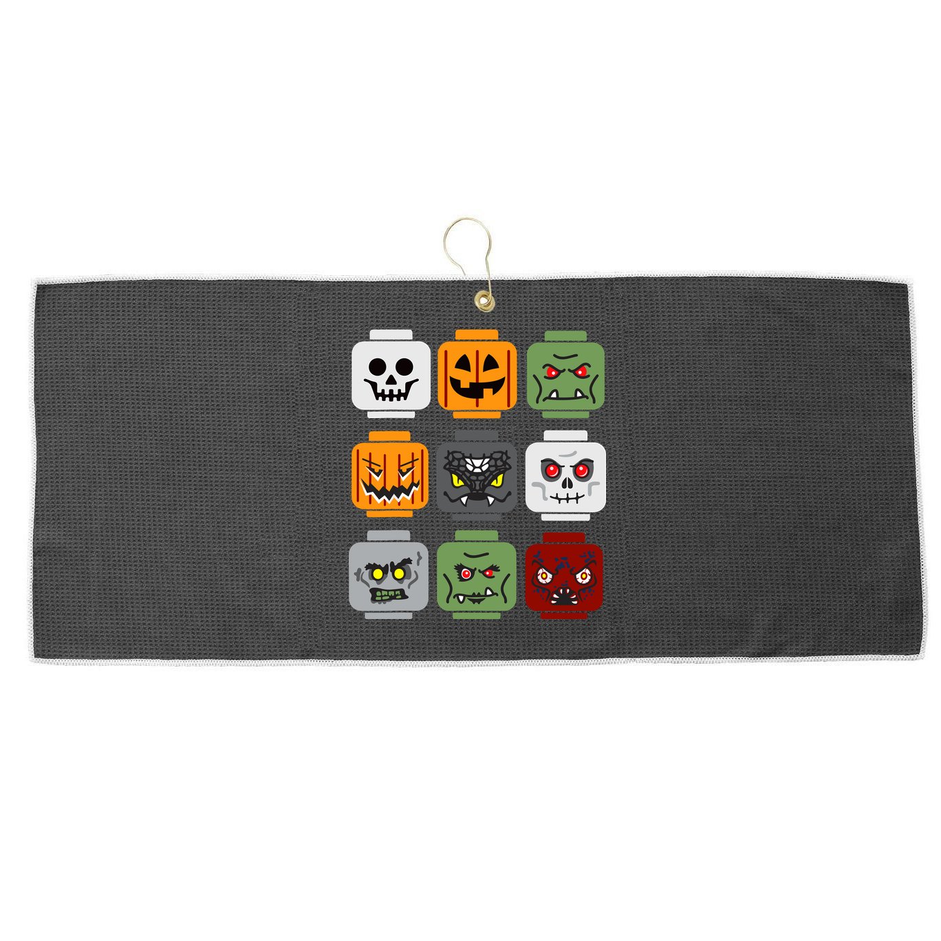 Halloween Building Brick Head Pumpkin Ghost Zombie Friends Large Microfiber Waffle Golf Towel