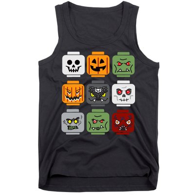 Halloween Building Brick Head Pumpkin Ghost Zombie Friends Tank Top