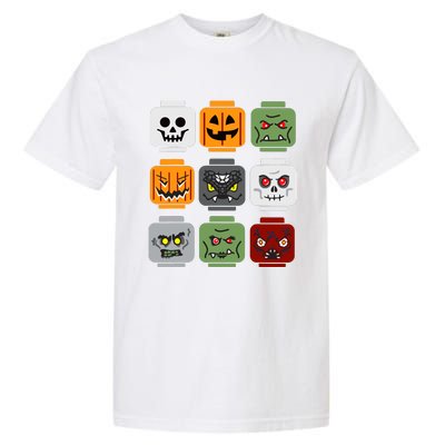 Halloween Building Brick Head Pumpkin Ghost Zombie Friends Garment-Dyed Heavyweight T-Shirt