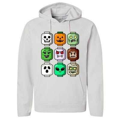 Halloween Building Brick Head Pumpkin Ghost Zombie Boy Performance Fleece Hoodie