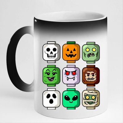 Halloween Building Brick Head Pumpkin Ghost Zombie Boy 11oz Black Color Changing Mug