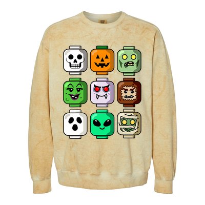 Halloween Building Brick Head Pumpkin Ghost Zombie Boy Colorblast Crewneck Sweatshirt