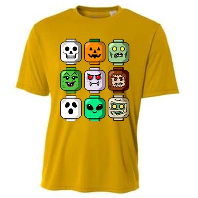 Halloween Building Brick Head Pumpkin Ghost Zombie Boy Cooling Performance Crew T-Shirt