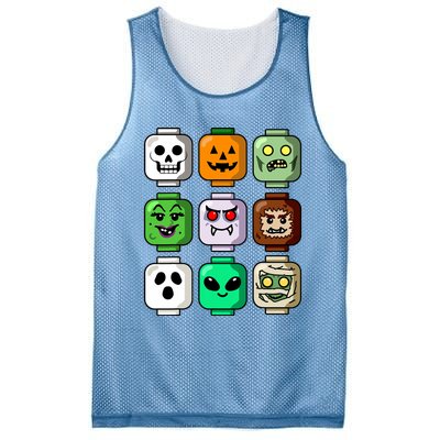 Halloween Building Brick Head Pumpkin Ghost Zombie Boy Mesh Reversible Basketball Jersey Tank