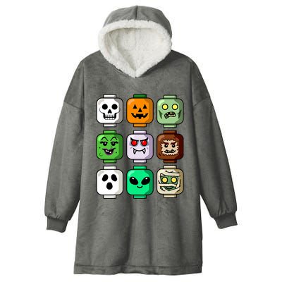 Halloween Building Brick Head Pumpkin Ghost Zombie Boy Hooded Wearable Blanket