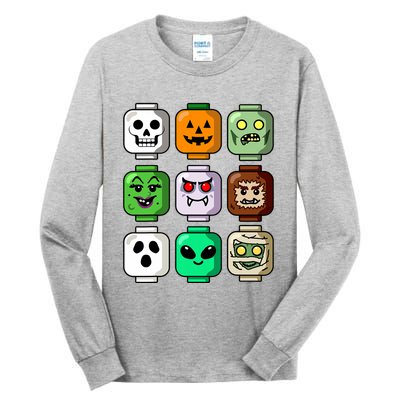 Halloween Building Brick Head Pumpkin Ghost Zombie Boy Tall Long Sleeve T-Shirt