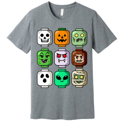 Halloween Building Brick Head Pumpkin Ghost Zombie Boy Premium T-Shirt