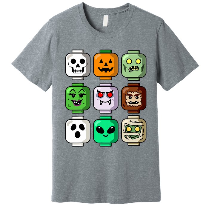 Halloween Building Brick Head Pumpkin Ghost Zombie Boy Premium T-Shirt