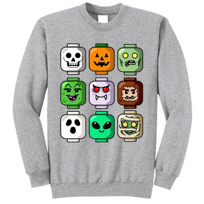 Halloween Building Brick Head Pumpkin Ghost Zombie Boy Tall Sweatshirt