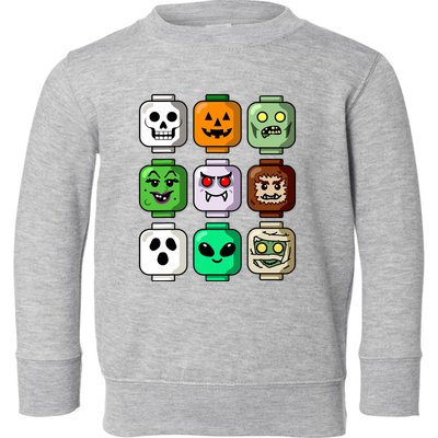 Halloween Building Brick Head Pumpkin Ghost Zombie Boy Toddler Sweatshirt