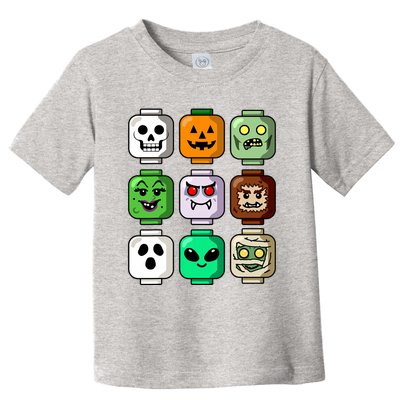 Halloween Building Brick Head Pumpkin Ghost Zombie Boy Toddler T-Shirt