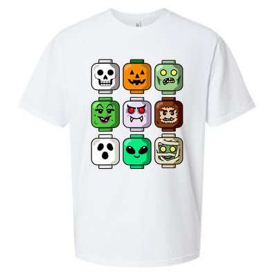 Halloween Building Brick Head Pumpkin Ghost Zombie Boy Sueded Cloud Jersey T-Shirt