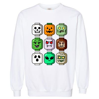 Halloween Building Brick Head Pumpkin Ghost Zombie Boy Garment-Dyed Sweatshirt