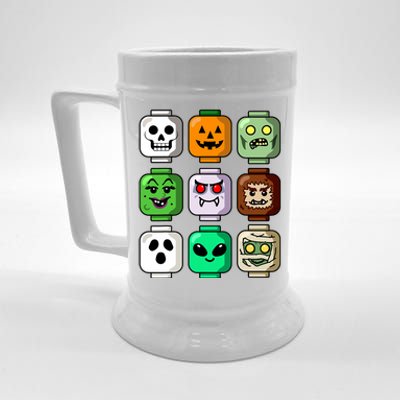 Halloween Building Brick Head Pumpkin Ghost Zombie Boy Beer Stein