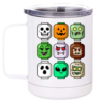 Halloween Building Brick Head Pumpkin Ghost Zombie Boy 12 oz Stainless Steel Tumbler Cup