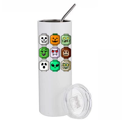 Halloween Building Brick Head Pumpkin Ghost Zombie Boy Stainless Steel Tumbler