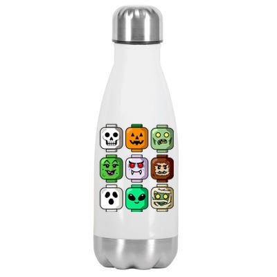 Halloween Building Brick Head Pumpkin Ghost Zombie Boy Stainless Steel Insulated Water Bottle